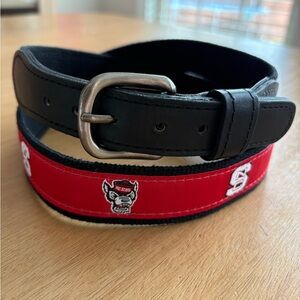 NC State Wolfpack Men's Black and Red Golf Belt- 38